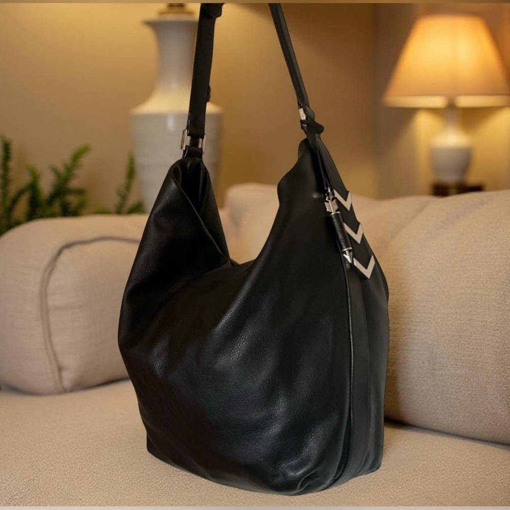 MACKAGE LARGE BLACK LEATHER HOBO SLOUCH SHOULDER BAG